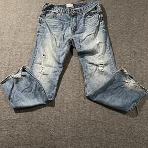 Aeropostale Jeans Mens 36x34 Blue Driggs Slim Bootcut Denim Faded Distressed